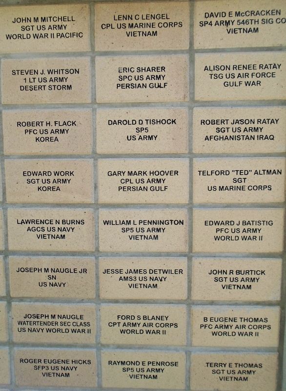Indiana County War Memorial Wall image. Click for full size.