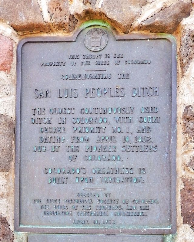 San Luis Peoples Ditch Marker image. Click for full size.