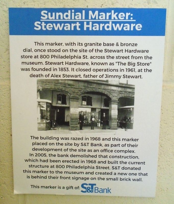 Stewart Hardware Memorial Sundial Information. Click for full size. Stewart Hardware Memorial Sundial Information image. Click for full size.