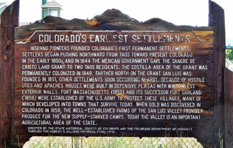 Colorado's Earliest Settlements Marker image. Click for full size.