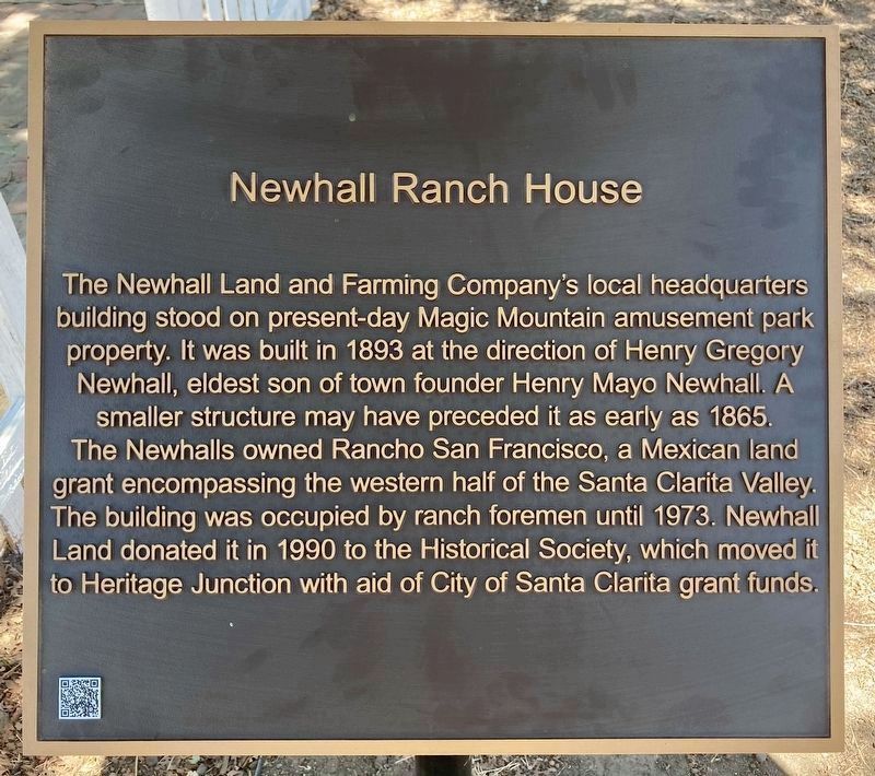 Newhall Ranch House Marker image. Click for full size.