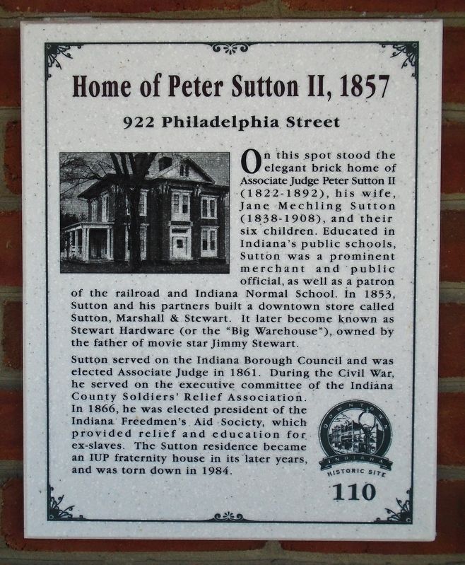 Home of Peter Sutton II, 1857 Marker. Click for full size. Home of Peter Sutton II, 1857 Marker image. Click for full size.