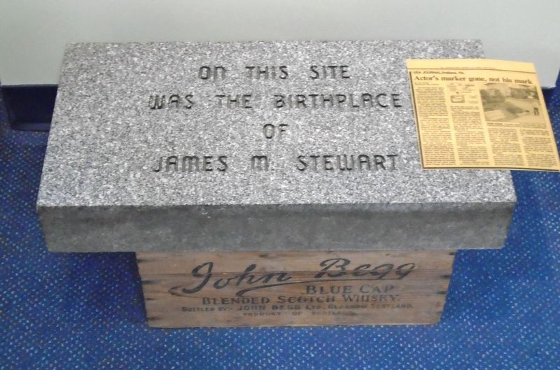 Original James M. Stewart Birthplace Site Marker. Click for full size. Original James M. Stewart Birthplace Site Marker image. Click for full size.