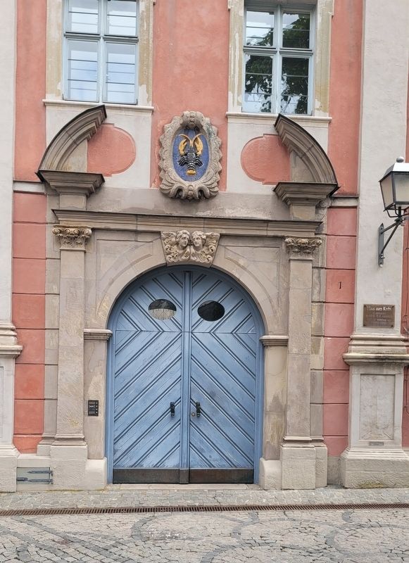 The view of the entrance to the House of Krebs and Marker image. Click for full size.