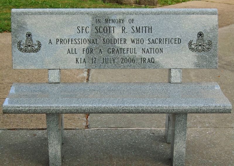 SFC Scott R. Smith Memorial Bench. Click for full size. SFC Scott R. Smith Memorial Bench image. Click for full size.