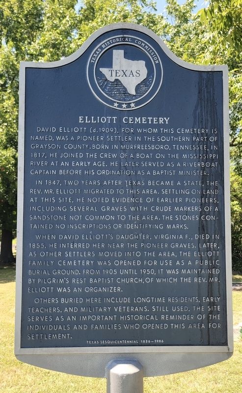 Elliott Cemetery Marker. Click for full size. Elliott Cemetery Marker image. Click for full size.