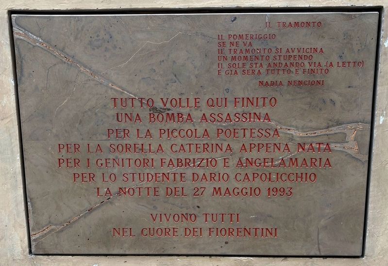 Site of the Via dei Georgofili Bombing Marker image. Click for full size.