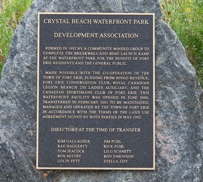 Crystal Beach Waterfront Park Development Association - Marker image. Click for full size.