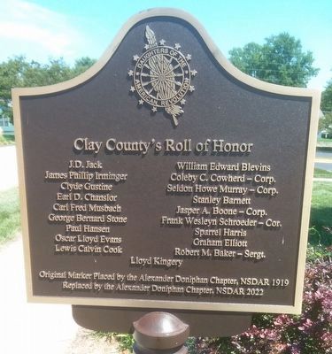 Clay County's Roll of Honor Marker image. Click for full size.