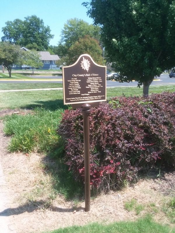Clay County's Roll of Honor Marker image. Click for full size.