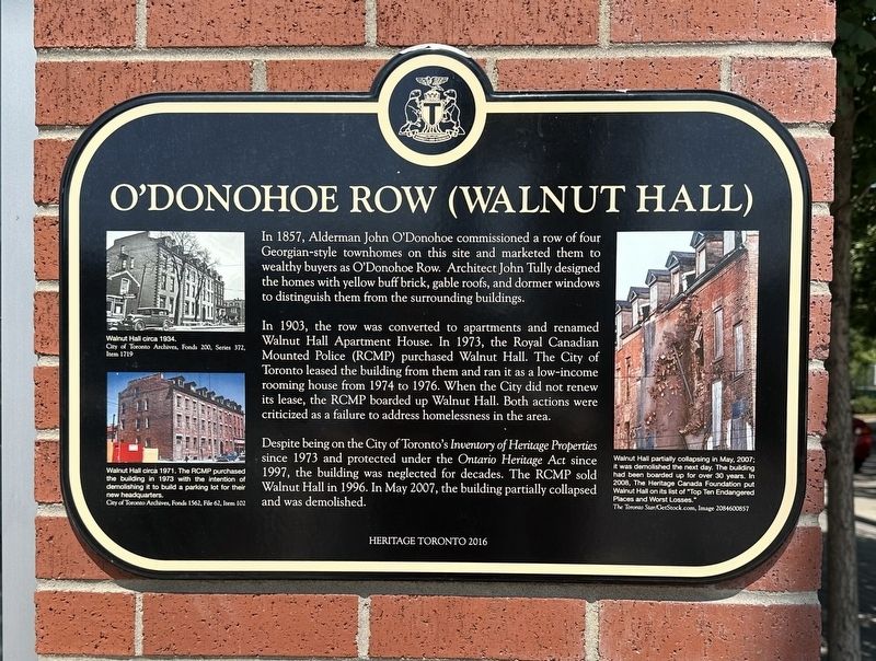 O’Donohoe Row (Walnut Hall) Marker. Click for full size. O’Donohoe Row (Walnut Hall) Marker image. Click for full size.