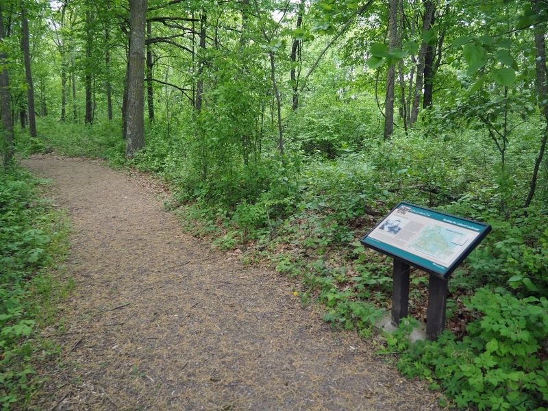 Reading the Cultural Landscape Marker on the Kathio Landmark Trail. Click for full size. Reading the Cultural Landscape Marker on the Kathio Landmark Trail image. Click for full size.
