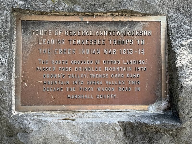 Route of General Andrew Jackson Leading Tennessee Troups to The Creek Indian War 1813-14 Marker image. Click for full size.