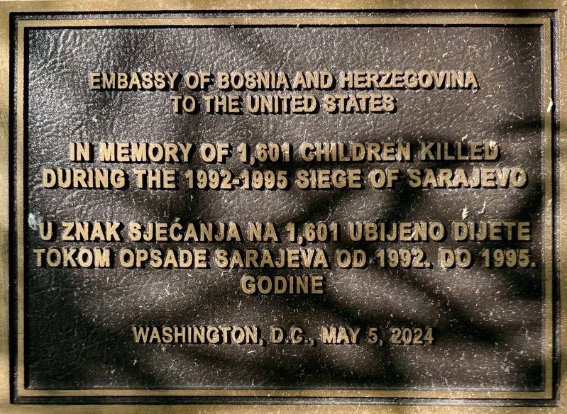 Siege of Sarajevo Children's Memorial Marker image. Click for full size.