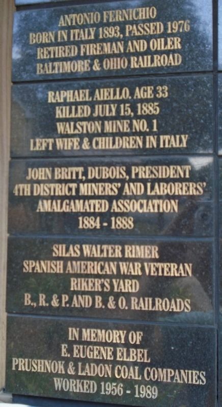Punxsutawney Area Coal Miner & Railroader Memorial Tiles image. Click for full size.