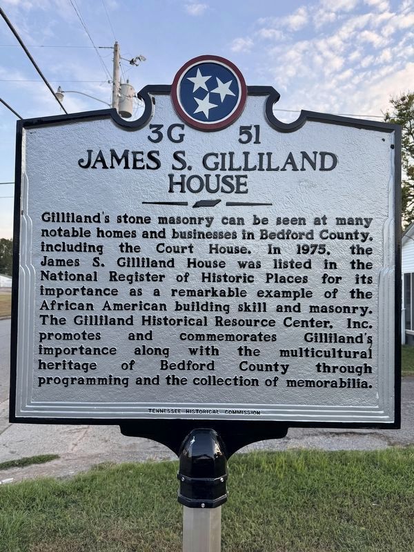 James S. Gilliland House Marker - Reverse Side image. Click for full size.