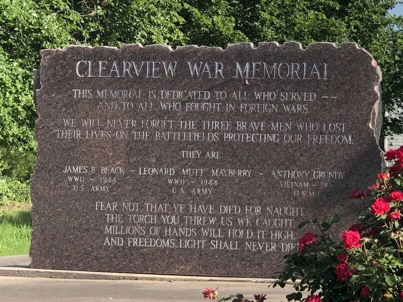 Clearview War Memorial Marker image. Click for full size.