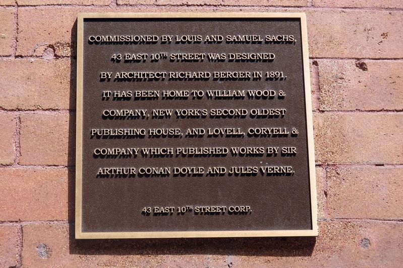 43 East 10th Street plaque. Click for full size. 43 East 10th Street plaque image. Click for full size.