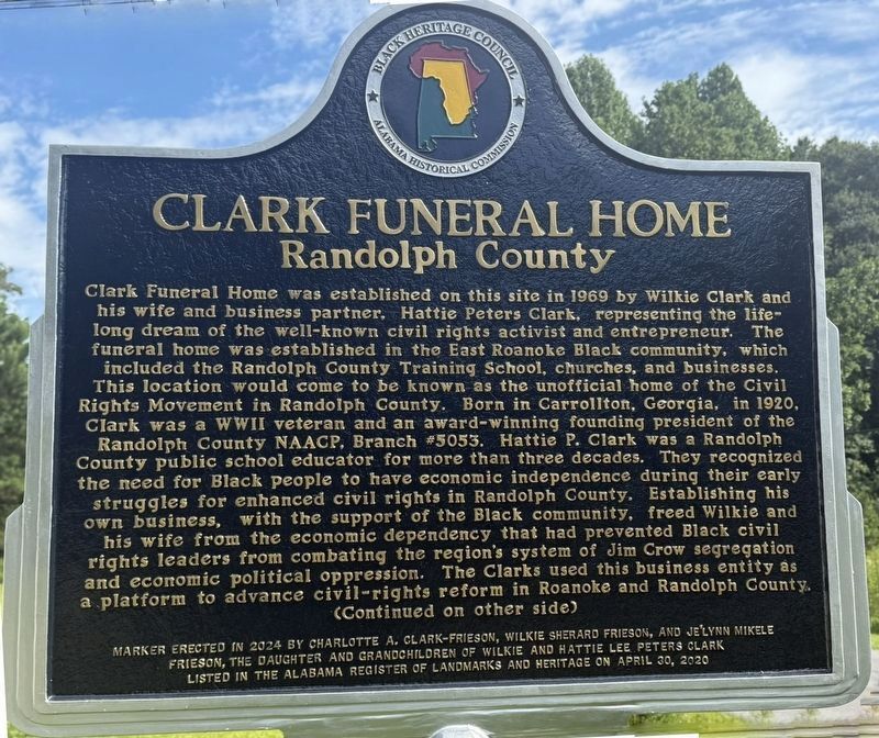 Clark Funeral Home Marker, side one. Click for full size. Clark Funeral Home Marker, side one image. Click for full size.