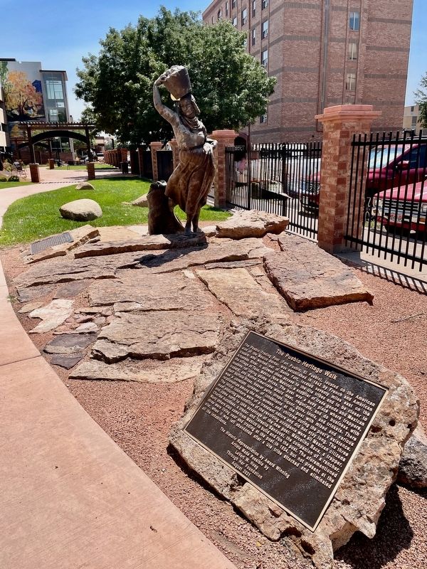 Pueblo Trading Post Marker on right. image. Click for full size.