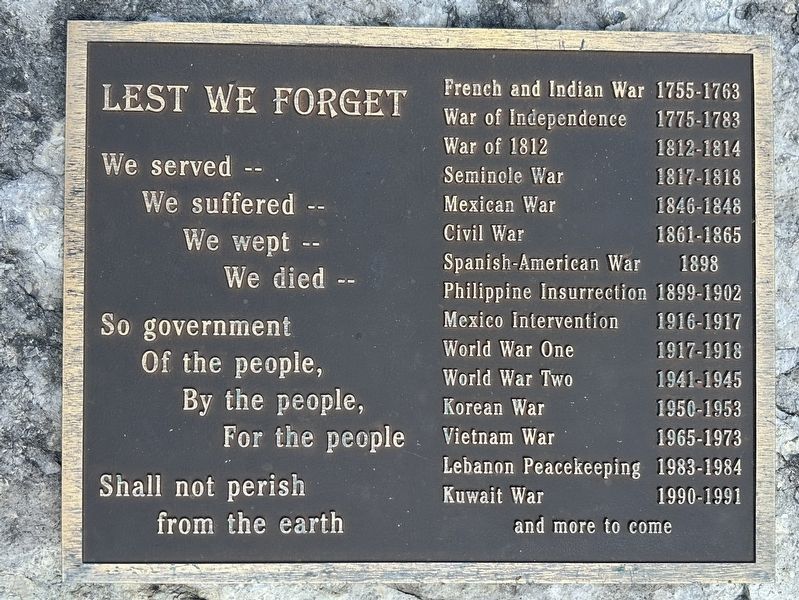 War Memorial Marker. Click for full size. War Memorial Marker image. Click for full size.