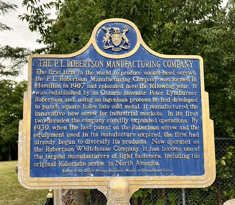 The P.L. Robertson Manufacturing Company Marker image. Click for full size.