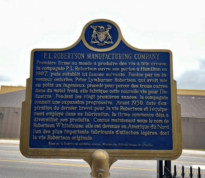The P.L. Robertson Manufacturing Company Marker [fran�ais] image. Click for full size.
