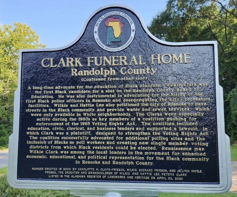 Clark Funeral Home Marker, side two. Click for full size. Clark Funeral Home Marker, side two image. Click for full size.