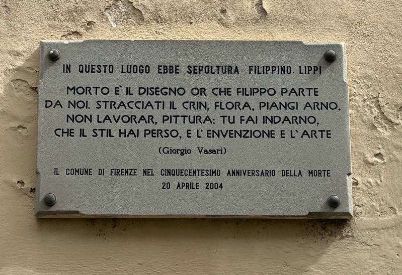 Filippino Lippi Burial Place Marker image. Click for full size.