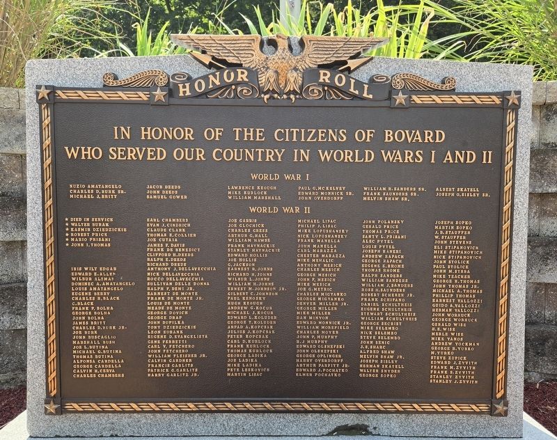 Bovard Honor Roll Marker. Click for full size. Bovard Honor Roll Marker image. Click for full size.