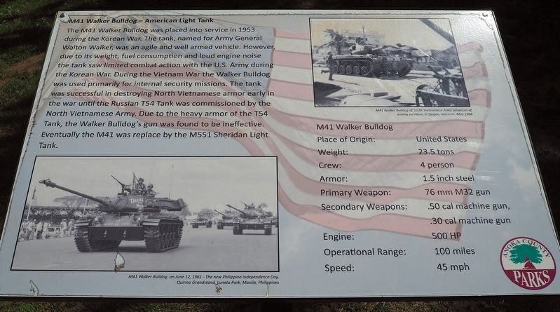 M41 Walker Bulldog�American Light Tank Marker image. Click for full size.