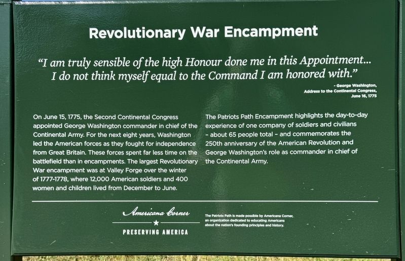 Revolutionary War Encampment Marker. Click for full size. Revolutionary War Encampment Marker image. Click for full size.