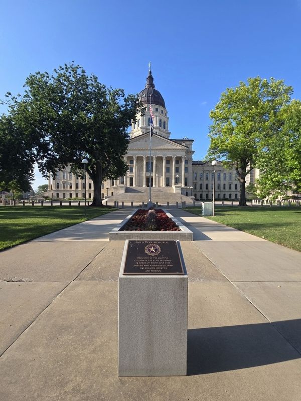 Gold Star Memorial near the south facing side of the Kansas State Capitol. Click for full size. Gold Star Memorial near the south facing side of the Kansas State Capitol image. Click for full size.