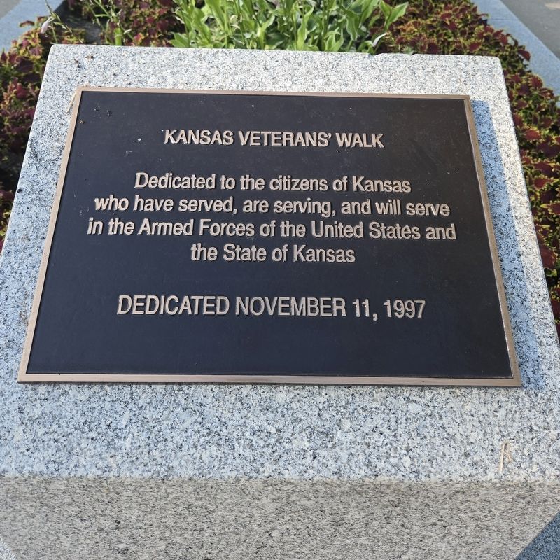 Kansas Veterans' Walk Marker. Click for full size. Kansas Veterans' Walk Marker image. Click for full size.