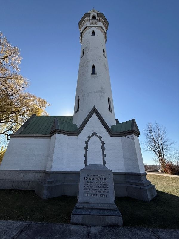 Roxbury High Fort Marker + Tower image. Click for full size.