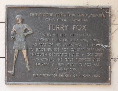 This Plaque Erected In Fond Memory Of A Great Canadian Terry Fox - Marker image. Click for full size.