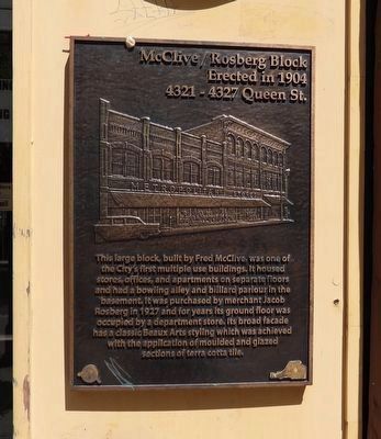 McClive Rosberg Block - Erected in 1904 - Marker image. Click for full size.