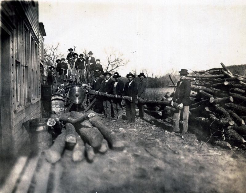 Dwight Mission students at sawmill image. Click for full size.