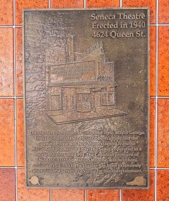 Seneca Theatre Erected in 1940 - Marker image. Click for full size.