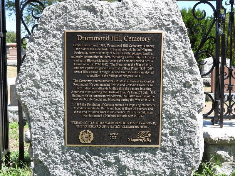 Drummond Hill Cemetery Marker. Click for full size. Drummond Hill Cemetery Marker image. Click for full size.