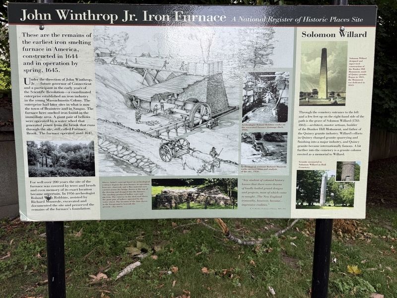 John Winthrop Jr. Iron Furnace / Solomon Willard Marker. Click for full size. John Winthrop Jr. Iron Furnace / Solomon Willard Marker image. Click for full size.