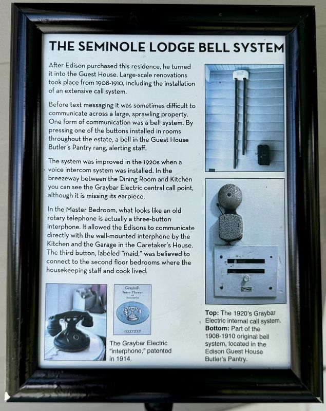 The Seminole Lodge Bell System Marker. Click for full size. The Seminole Lodge Bell System Marker image. Click for full size.