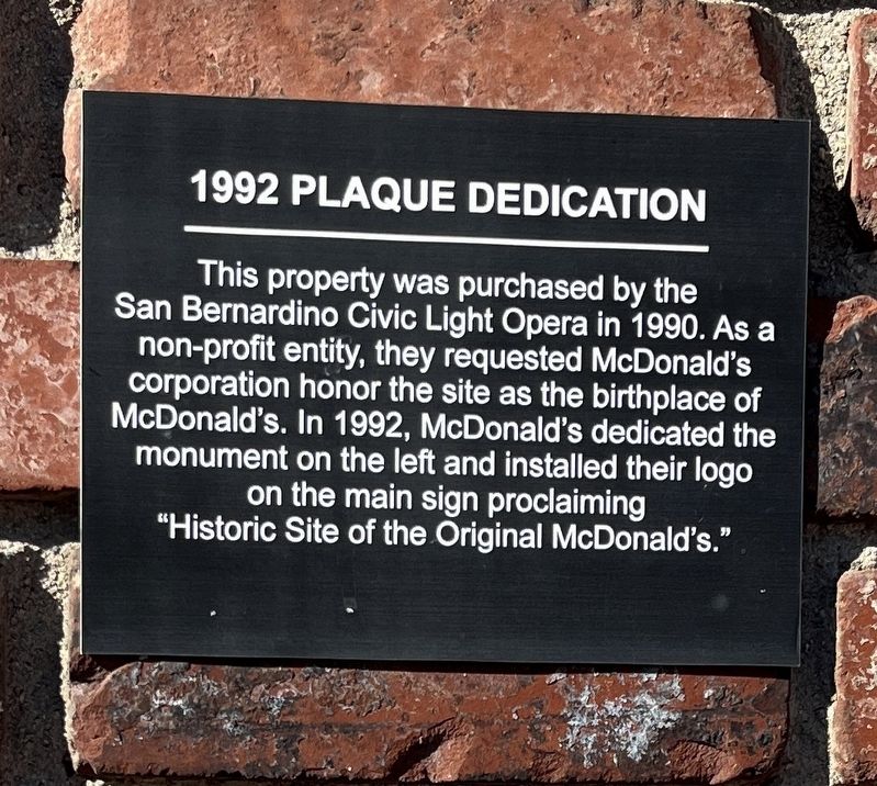 1992 Plaque Dedication Marker image. Click for full size.