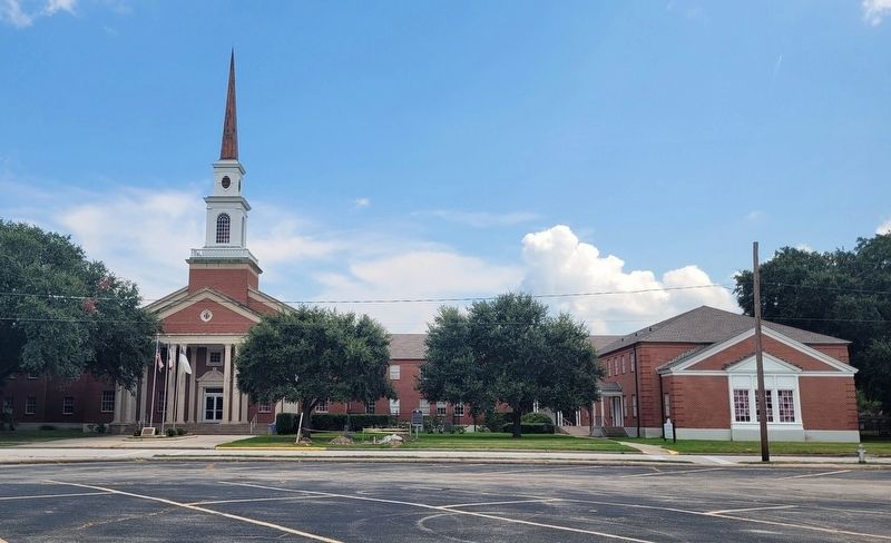 The view of the Memorial Baptist Church and Marker from across the street image. Click for full size.