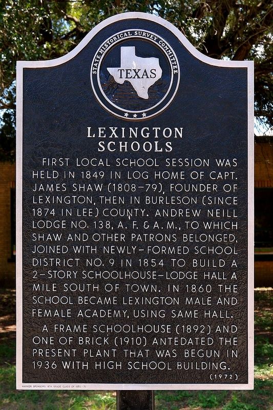 Lexington Schools Marker. Click for full size. Lexington Schools Marker image. Click for full size.