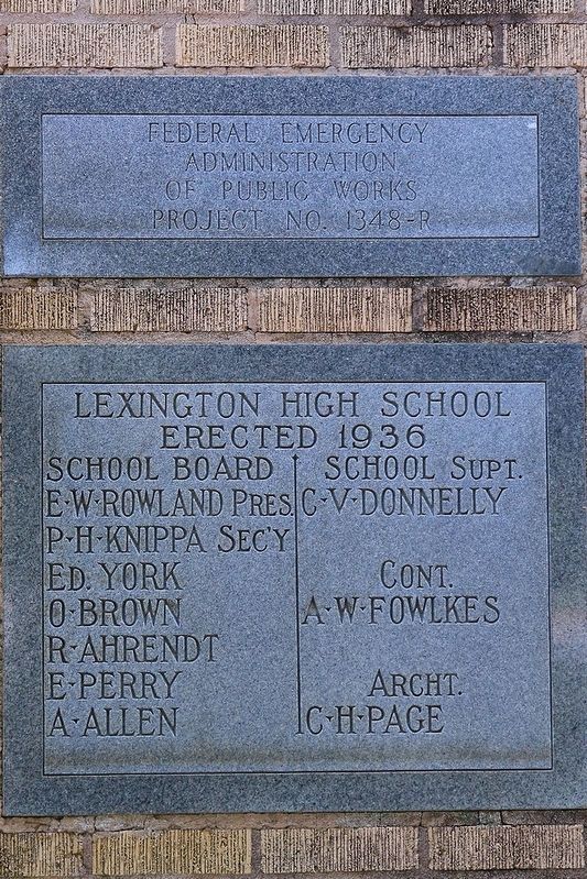 Lexington High School Plaque. Click for full size. Lexington High School Plaque image. Click for full size.