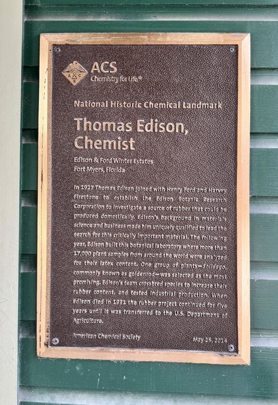Thomas Edison, Chemist Marker image. Click for full size.