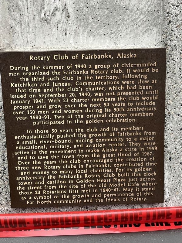 Rotary Club of Fairbanks, Alaska Marker. Click for full size. Rotary Club of Fairbanks, Alaska Marker image. Click for full size.