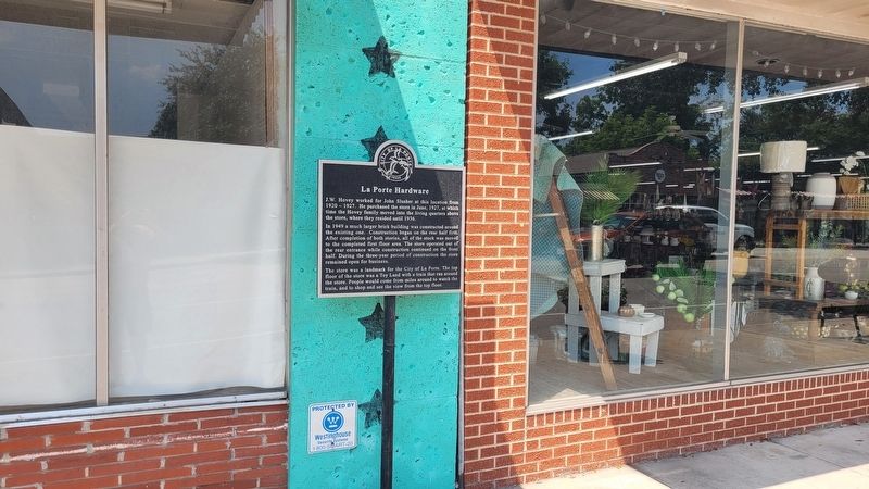 The view of the La Porte Hardware Marker along the sidewalk image. Click for full size.
