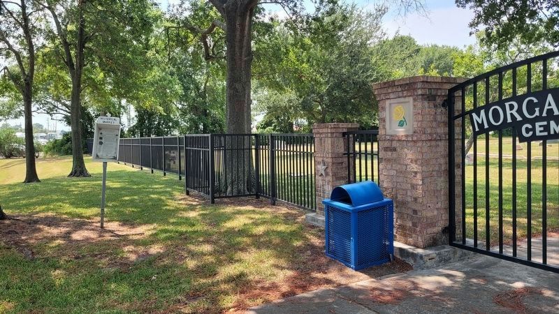 The view of the marker in front of the Morgans Point Cemetery. Click for full size. The view of the marker in front of the Morgans Point Cemetery image. Click for full size.